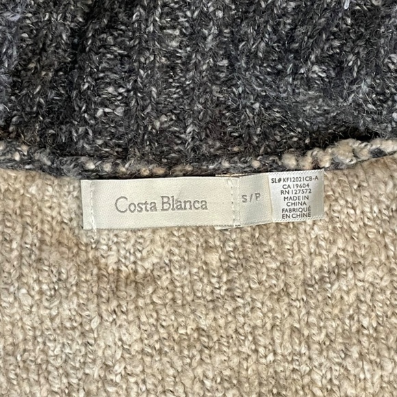 Costa Blanca Sleeveless Cowl Neck Sweater Stripe Pattern Grey and Beige Size S/P - Picture 6 of 6